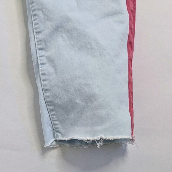 Mother Pants Shaker Prep Fray Women 31 Blue Killing Time Raw Hem Stripe Zipper - Picture 6 of 14